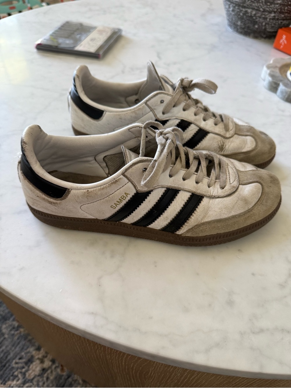 Adidas Samba White Black Gum Leather Sneakers Size 6.5